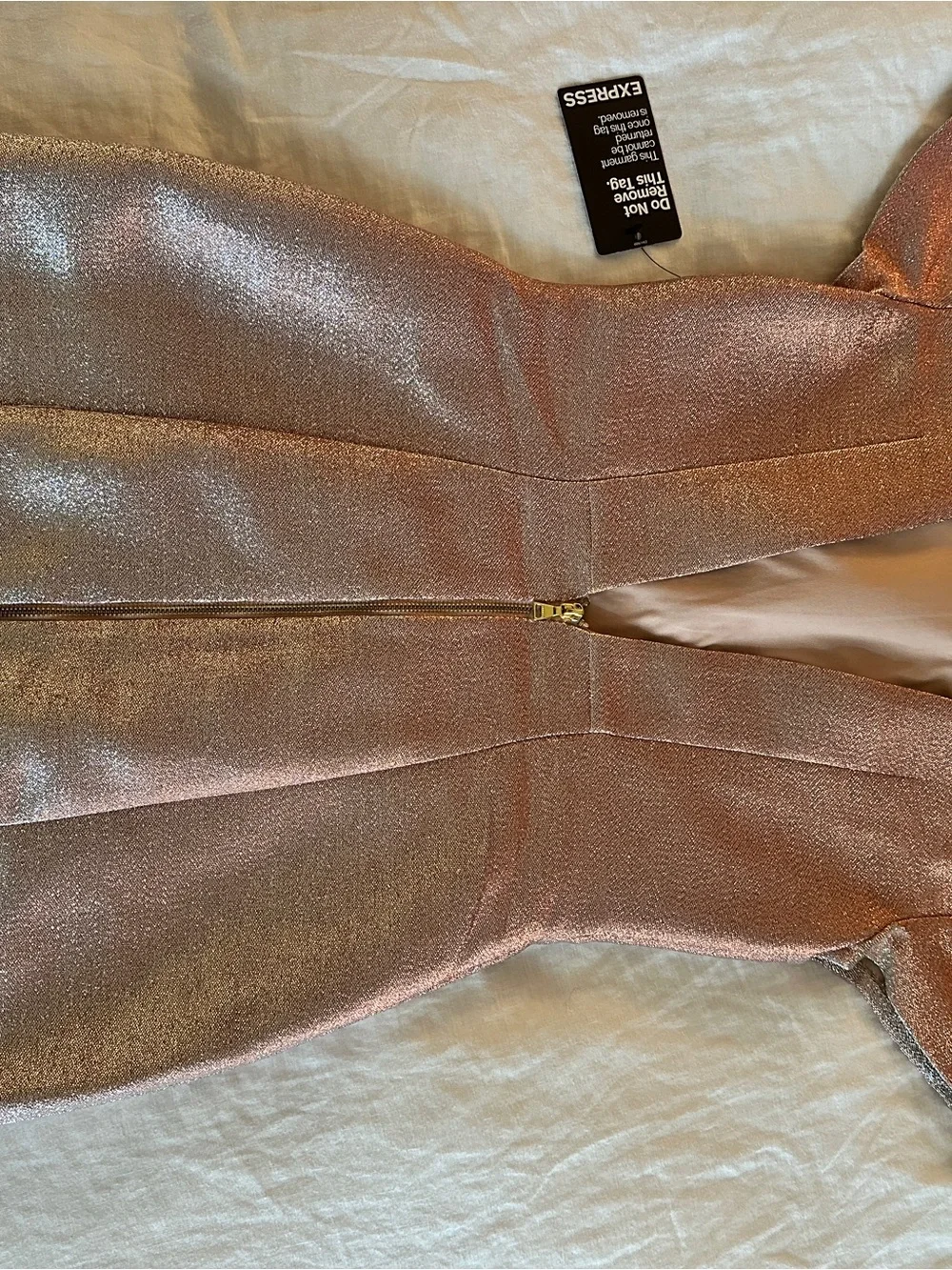 Express Rose Gold Deep V Short Sleeve Party Dress